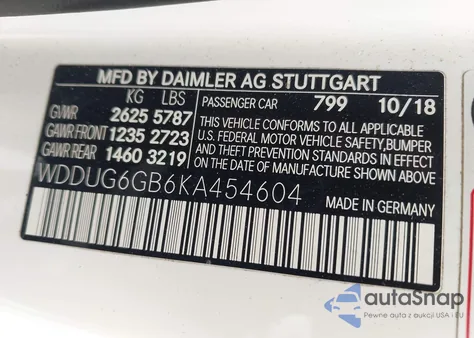 2019 Mercedes-Benz S 450 from USA, damaged, VIN WDDUG6GB6KA454604